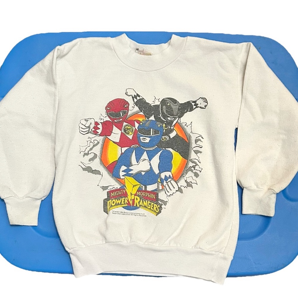 Vintage 1994 Mighty Morphin Power Rangers Kids Graphic Pullover Sweater Saban 94